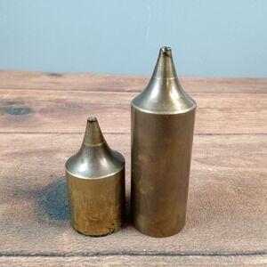 Pair of Svend Jensen Modern Brass Oil Lights Candles 1 small 1 large